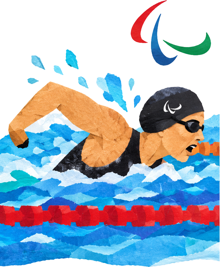 Illustration of a Paralympic swimmer